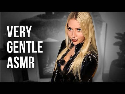 [4K USA ASMR] Latex Glove Sounds on Shiny Latex 🖤 Texture Tapping, Rubbing & Fishnet Scratching