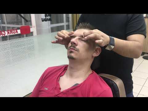 ASMR massage turkish barber + head, shampoo, back, arm, neck, ear, sleep massage + berber masajı