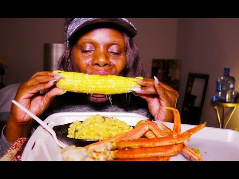 FEASTING Seafood Boil ASMR Eating Crab Legs +LIP SMACKING