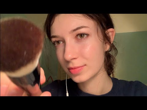 ASMR face brushing and soft spoken / whisper ramble ♡ (lofi)