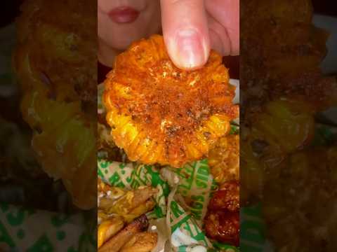 Wingstop spicy cajun corn #asmr #wingstop #corn #food #mukbang