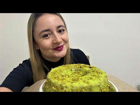 ASMR: PROVANDO BOLO DE CHOCOLATE 50% CACAU COM GANACHE DE PISTACHE