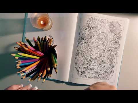 No talking ASMR I coloring & pencil I crackling fire sounds (WoodWick candle) I breathing sounds