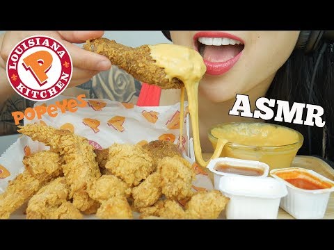 ASMR POPEYES FRIED CHICKEN MENU + CHEESE SAUCE (EXTREME CRUNCHY EATING SOUNDS) | SAS-ASMR