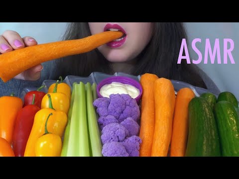 HEALTHY EATING ASMR Raw Veggie Platter - EXTREMELY SATISFYING Crunchy Eating Sounds
