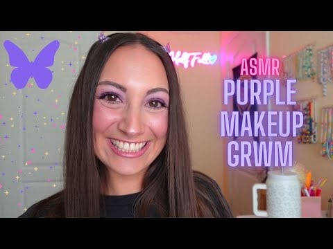 ASMR My Everyday Makeup Routine 💜 Whispered New Purple Eyeshadow Look Tutorial | Rambles