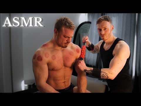 Relaxing My Bodybuilder Friend (with Voiceover) ~ Deep Tissue ASMR