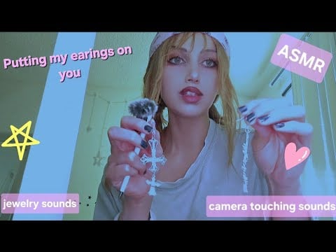Putting my earrings on you 💕 (asmr, gently touching camera and jewelry sounds)