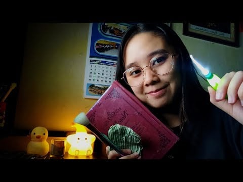 ASMR Study with me, Keyboard Typing, Tapping, Short Creepy Pasta, Writing in a book, and Beeswax ✨