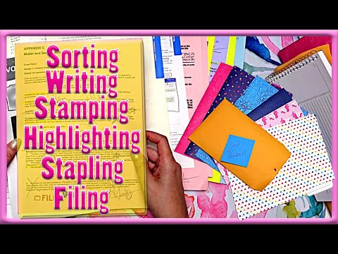 ASMR | Paper Sorting/Organizing Into File Folders | Writing | Stamping | Stapling | No Talking