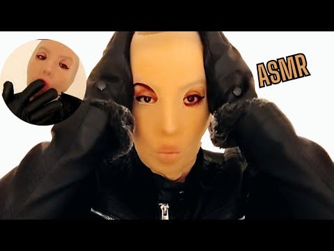 ASMR YOUR KIDNAPPER HYPNOTIZE YOU WITH LEATHER, ZIPPER SOUNDS - SPIT PAINT KISSES  PANTYHOSE MASK