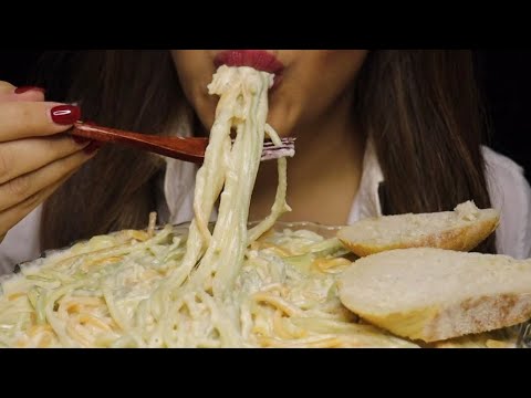 ASMR EXTREMELY CREAMY CHEESY TRICOLORE SPAGHETTI ALFREDO MUKBANG CREMA ASMR #asmr #mukbang #cream