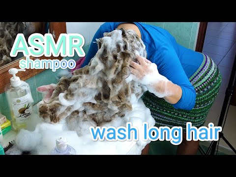 ASMR I wash my long hair with shampoo in soap bubbles