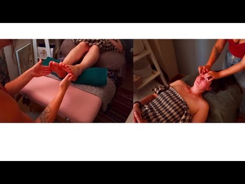 ASMR soft spoken acupressure facial and mini reflexology session