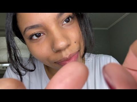 ASMR close whisper +gentle hand movements w/plastic background noises