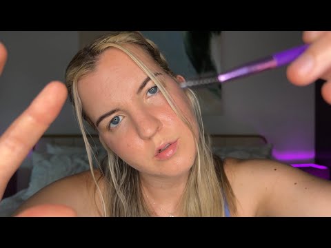 ASMR Doing your Eyebrows Roleplay *spoolie chewing, personal attention*