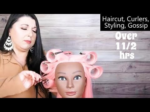 ASMR Hair Salon Roleplay Compilation (Real Haircut, Curlers, Gossip, Styling, Spray, Whispering)