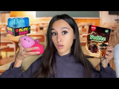 ASMR| Girl sells TRENDING you squishys and candy IN CLASS?😳