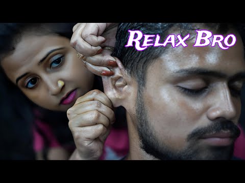 Relax Your Mind With 3d Sound Ear Massage ASMR By Lady Barber Chaitali | Neck And Head Massage ASMR