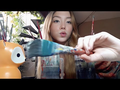 ASMR meus materiais de arte/pintura, sons de boca e tapping