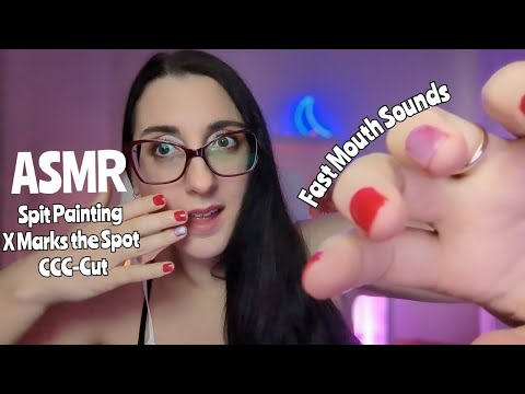 FAST ASMR ~ Spit Painting ~ X Marks the Spot ~ Chop Chop Chop ~ Cut Cut Cut (visual triggers)