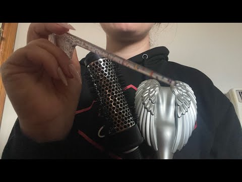 ASMR hairstyling🌸 invisible clips, parting, roller brush curling and brushing your hair🎀 no talking 