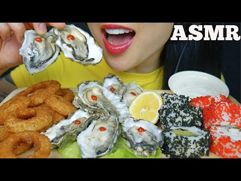 ASMR FRESH OYSTERS + FRIED ONION RINGS + SUSHI ROLL (EATING SOUNDS) NO TALKING | SAS-ASMR