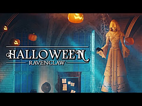 Halloween at Hogwarts 🎃 Ravenclaw House Edition ◈ Thunderstorm Ambience + Fireplace & Soft Music