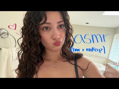 ASMR curly/wavy hair routine + summer makeup (my catfish routine pt. 2 basically) 