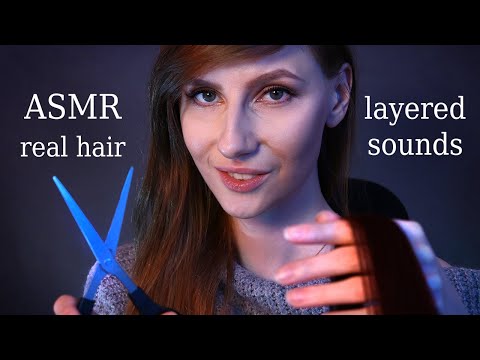 ASMR Hircut ✂️  Layered Sounds ❤️ Shampoo