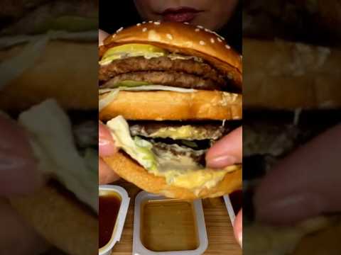 Trying a double Big Mac from McDonald’s #asmr #shorts #mcdonalds