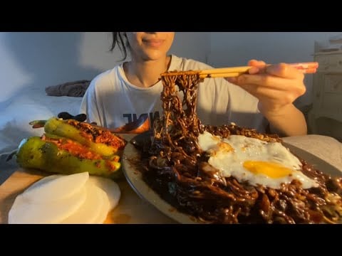 Black Bean Noodles + Gochu Sobagi 🌶️ | Mukbang ASMR | no talking