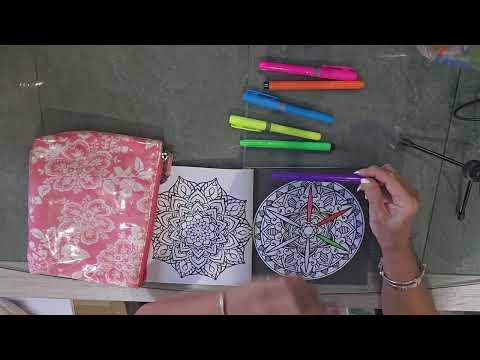 Asmr Colouring In Mandala Picture For Evie🪅. Page Turning, Soft Spoken, Felt Pen Sounds.