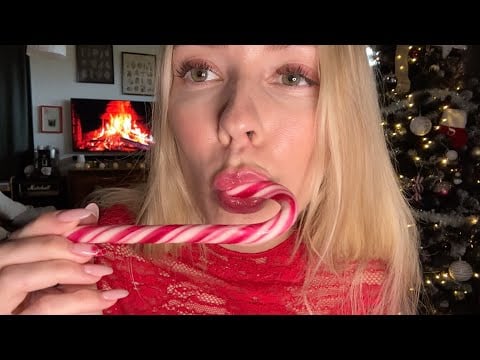 Layered Lollipop #ASMR 🍭👅🎄 | Candy Cane Mouth Sounds & No Talking!
