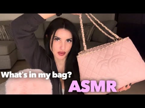 ASMR what’s in my bag with gum chewing (whispered)💋🎃🍁💄