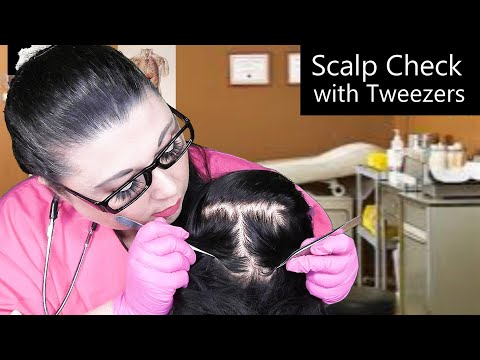ASMR Scalp Check with Tweezers (Scalp Treatment, Whispering, Scalp Massage) Medical Roleplay