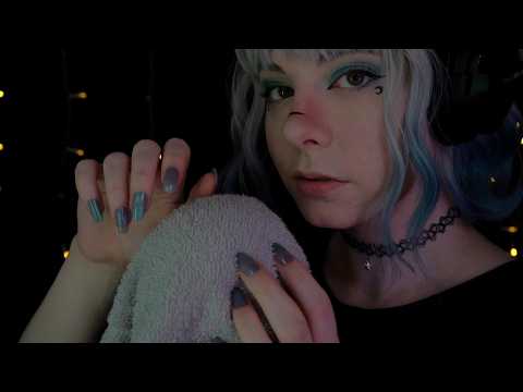 ASMR | gently Whispering you to Sleep with slow Towel Scratching - Rain, Fireplace, Ramble