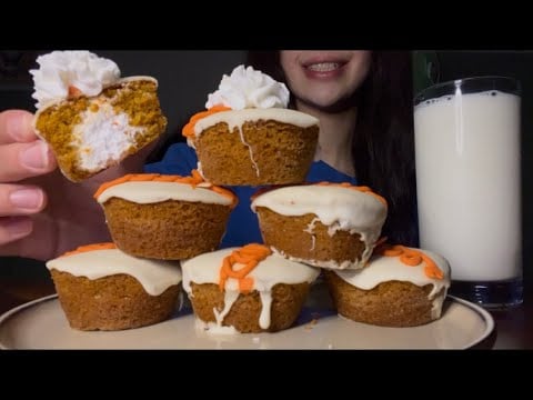 ASMR PUMPKIN CREAM FILLED HOSTESS CUPCAKES WITH WHIPPED CREAM