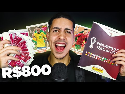 ASMR *GASTEI 800 REAIS* ABRINDO FIGURINHAS DO ÁLBUM DA COPA DO MUNDO 2022