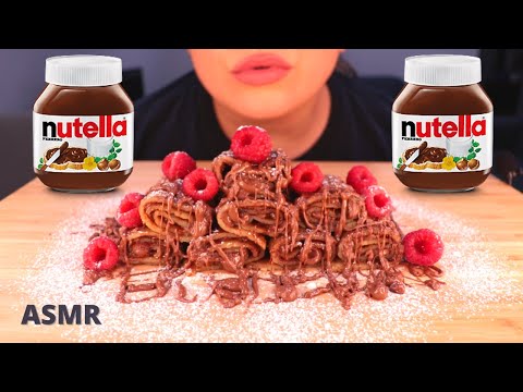 ASMR NUTELLA CREPES MUKBANG (COLLAB W/ @Joker Asmr) NO TALKING | EATING SOUNDS | Mandy Foods ASMR