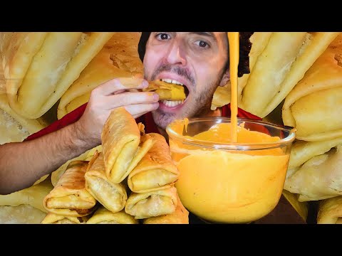 SPICY CHEESE SAUCE FRIED CHICKEN CHIMICHANGAS * ASMR NO TALKING * | NOMNOMSAMMIEBOY