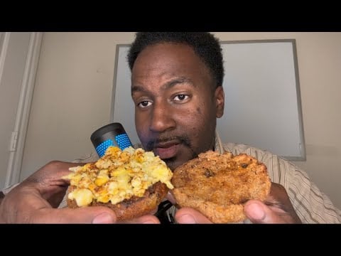 ASMR Eating English Muffin Egg Sandwich 