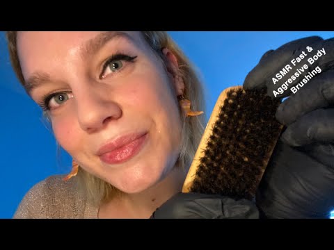 [ASMR] Fast & Aggressive Upper Body Brushing (Gloves, Brush sounds)