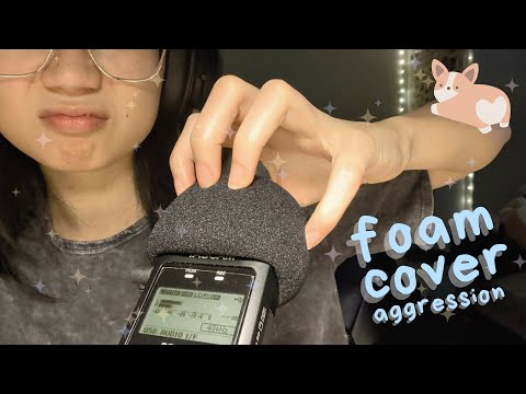 fast and aggressive asmr | foam cover scratching (for me) to destress