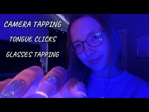 ASMR| Camera & Glasses Tapping, Hand Movements, Tongue Clicking 💤dark sleeeepy vibes💤