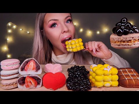 ASMR MANGO BUBBLE MOUSSE CAKE, TAPIOCA PEARLS, RASPBERRY LYCHEE CAKE, STRAWBERRY DAIFUKU MUKBANG 먹방