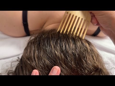 ASMR Scalp Scratching & Hair Play | Jade Comb, Wooden Comb & Mini Rake (no talking)