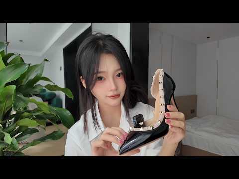 ASMR｜多双经典高跟鞋敲击试穿｜铆钉红底ysl镂空｜细高跟鞋走路助眠｜失眠必藏