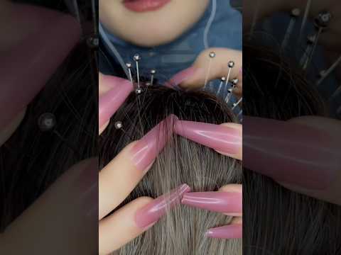 Pin plucking, wig on mic scratching #asmr #nails #shorts #satisfying #scalpmassage