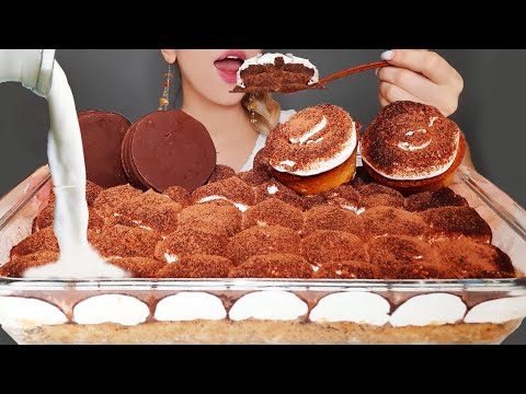 ASMR COFFEE FRESH CREAM CAKE & MILK (No Talkin) Eating Sounds MUKBANG